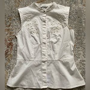 H&M white lace poplin waist sleeveless top